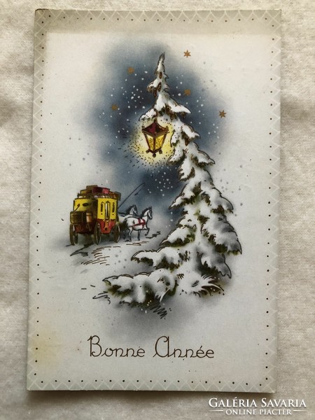 Régi aranyozott Karácsonyi képeslap                          -2.