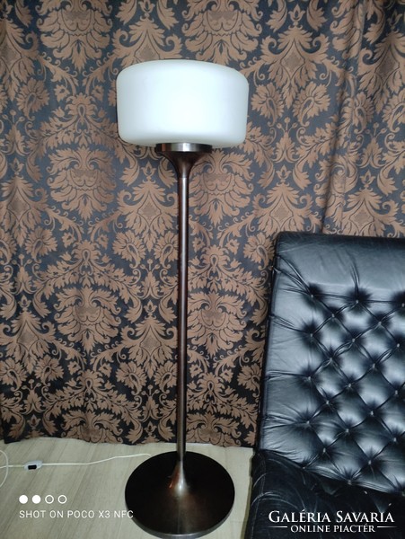 Very worth the price!!! A real lamp industrial artist designed red copper bronze opal glass floor lamp
