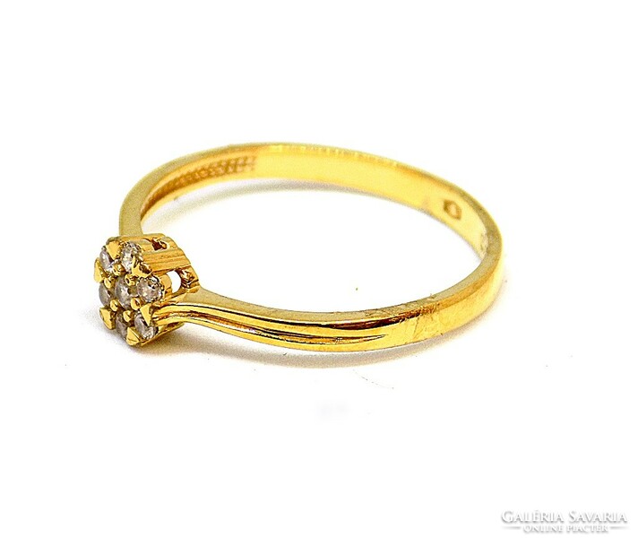 Gold ring with stones and flowers (zal-au112243)