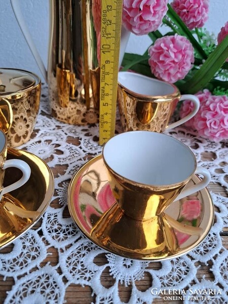 Porcelain 2 person coffee set gilded cup jug sugar holder seltmann weiden bavaria
