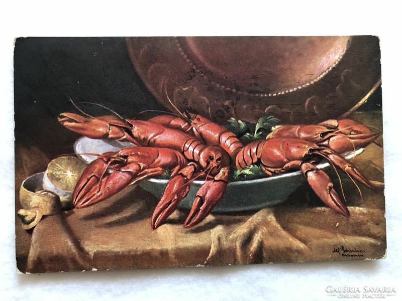 Antique postcard - crab bowl -2.