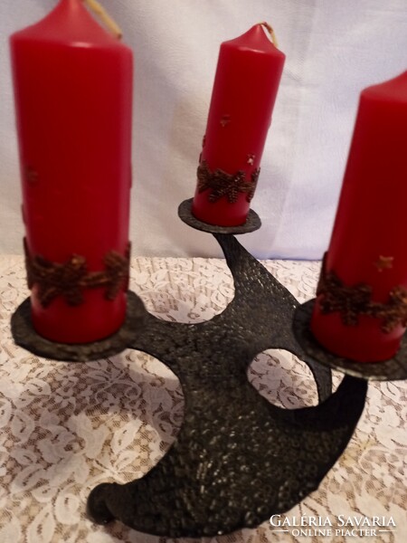 Candle holder old wrought iron center table with red candles 25x20x25 cm