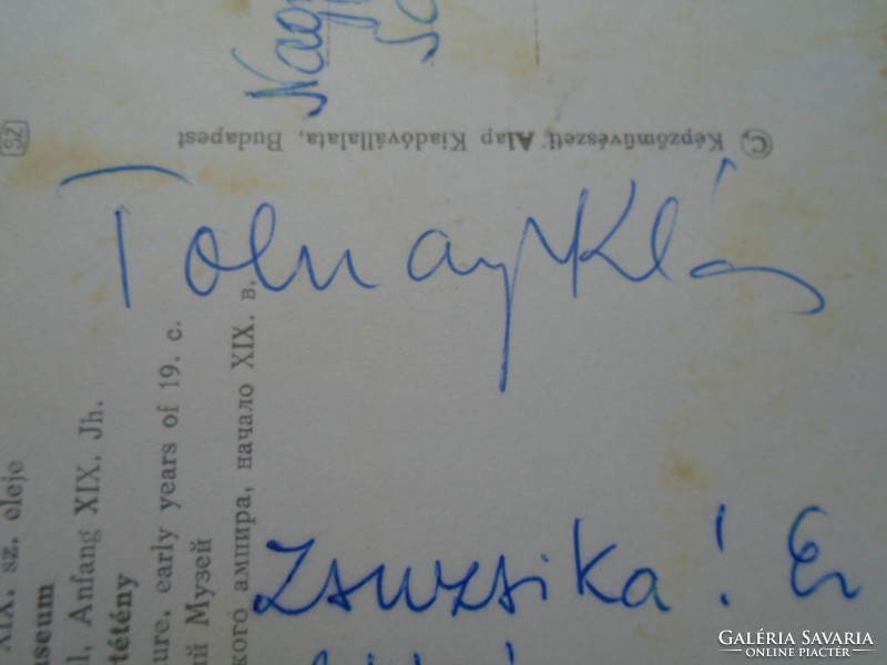 D192271 Tolnay Klári színművésznő eredeti autográf aláírása Nagytétényi képeslapon