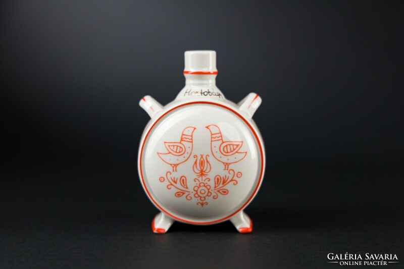 Kőbánya porcelain stoneware, porcelain water bottle, hortobágy, marked.