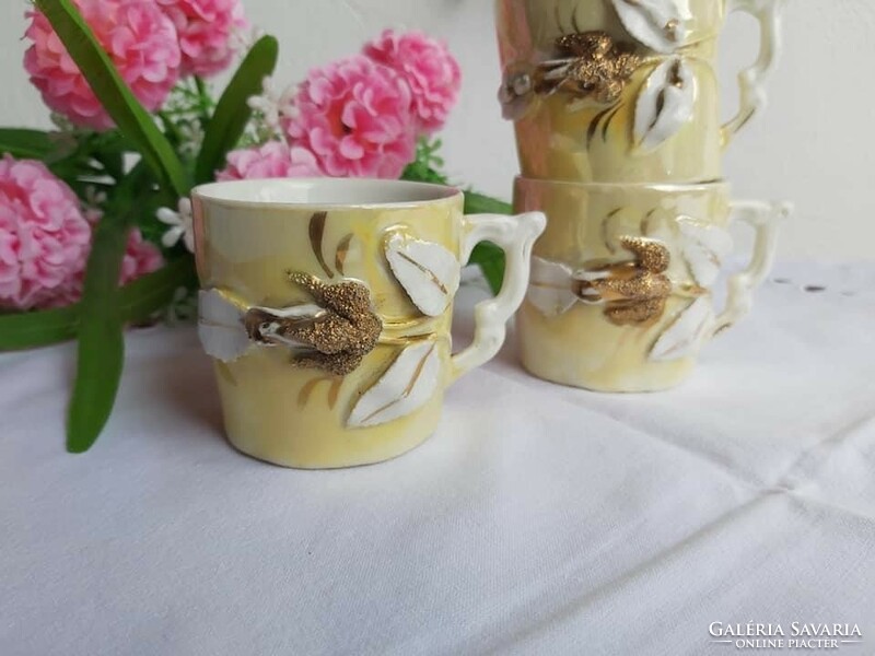 Beautiful art nouveau mugs mugs with yellow flowers 3 pcs collector's beauties