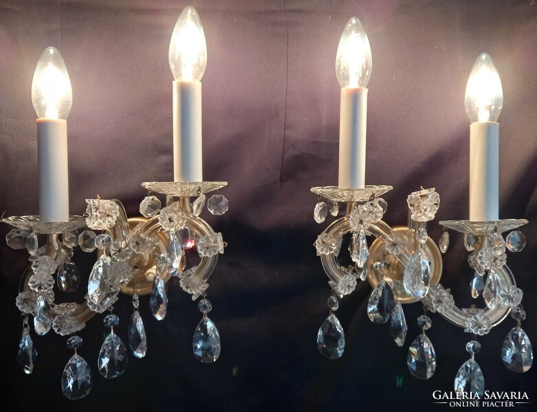 Mary Theresa style lead crystal wall hanging pair