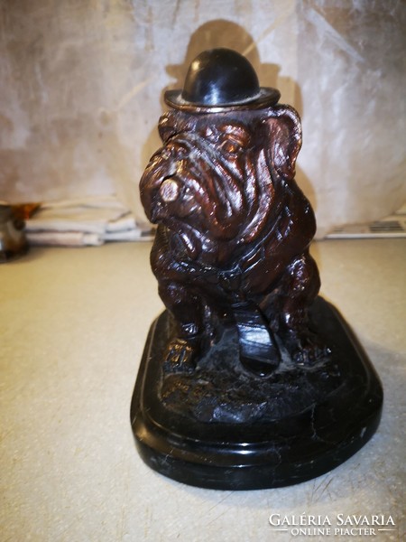 Bronze dog with a cigar on a marble base. Bulldog winston churchill's dog!