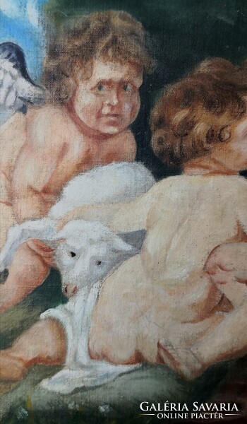 FK/357 - Peter Paul Rubens után – A gyermek Krisztus és Szent János két angyallal (reprodukció)