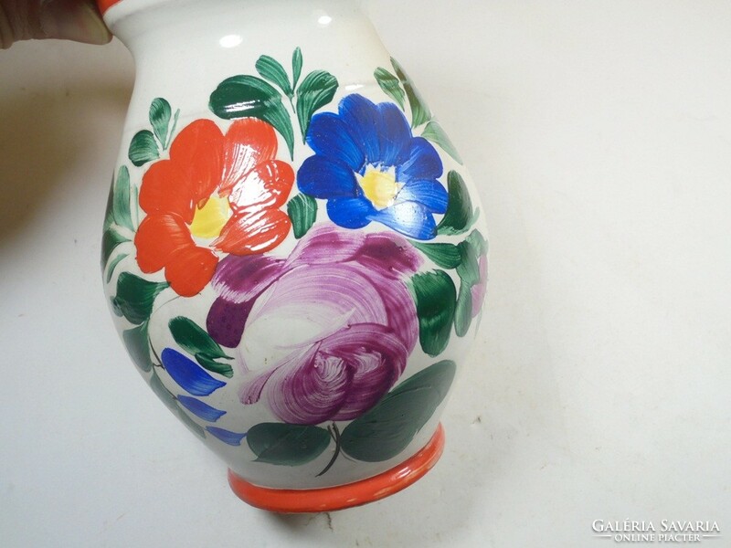 Retro Old Folk Folk Art Glazed Hand Painted Flower Ornament Ceramic Pitcher Jug Jug - 12cm