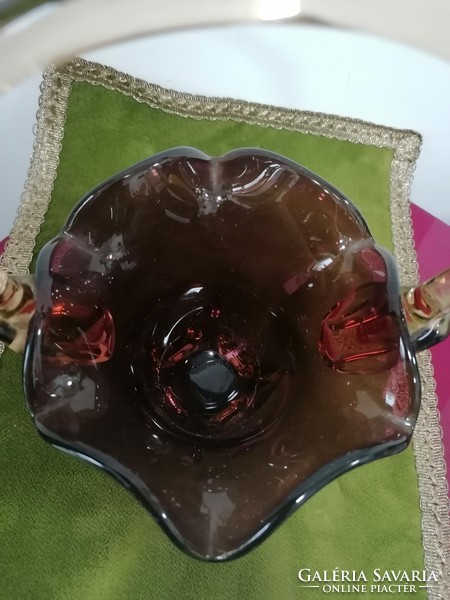 Nagyméretű Muránói jellegű üveg kosár, lila