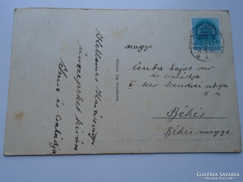 D192337 old postcard - Christmas greetings - csuta lajos, peaceful 1940's