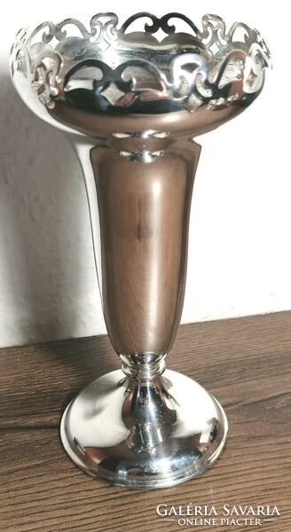 Marked English, thick silver-plated base vase