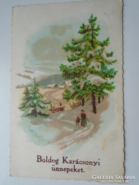 D192323 old postcard - Merry Christmas - peaceful