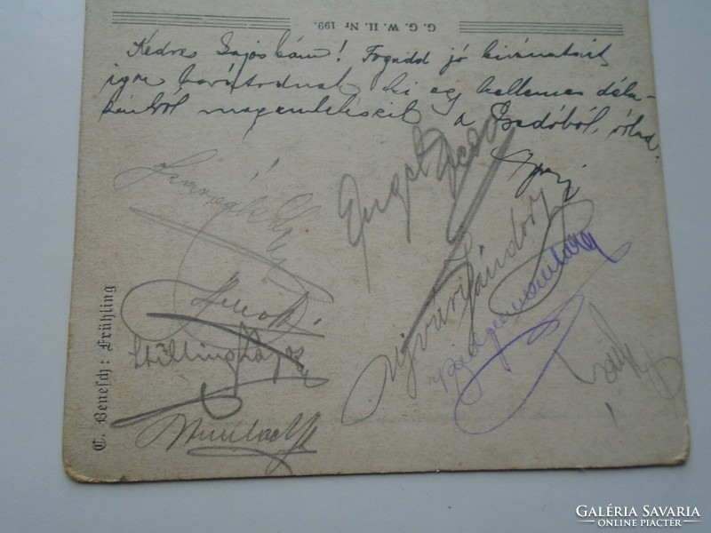 D192342 Régi  képeslap   Szerelmespár - sok aláírással - Csuta Lajos, Békés 1918