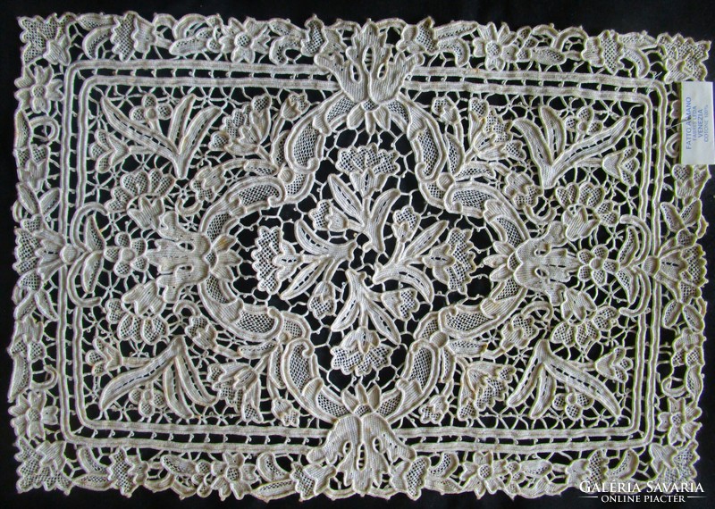 Venice marked original label Venetian lace tablecloth meticulous extraordinary handwork artwork