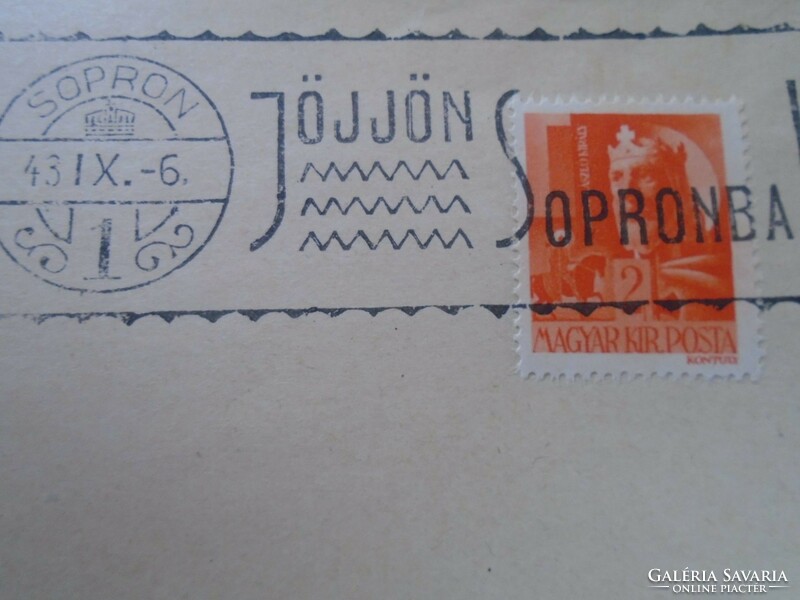 D192439  Alkalmi bélyegzés - Jöjjön Sopronba -Soproni munkahét - 1943