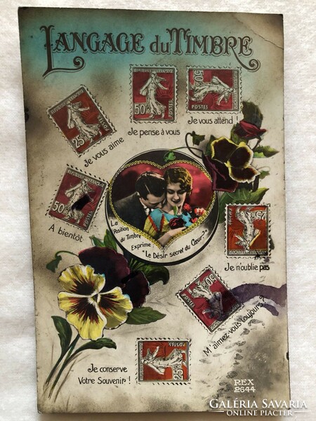 Antik, régi képeslap  - Bélyegek                   -2.