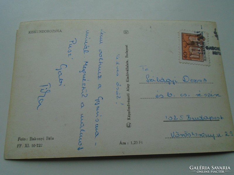 D192414     Régi képeslap -  KISKUNDOROZSMA  1972
