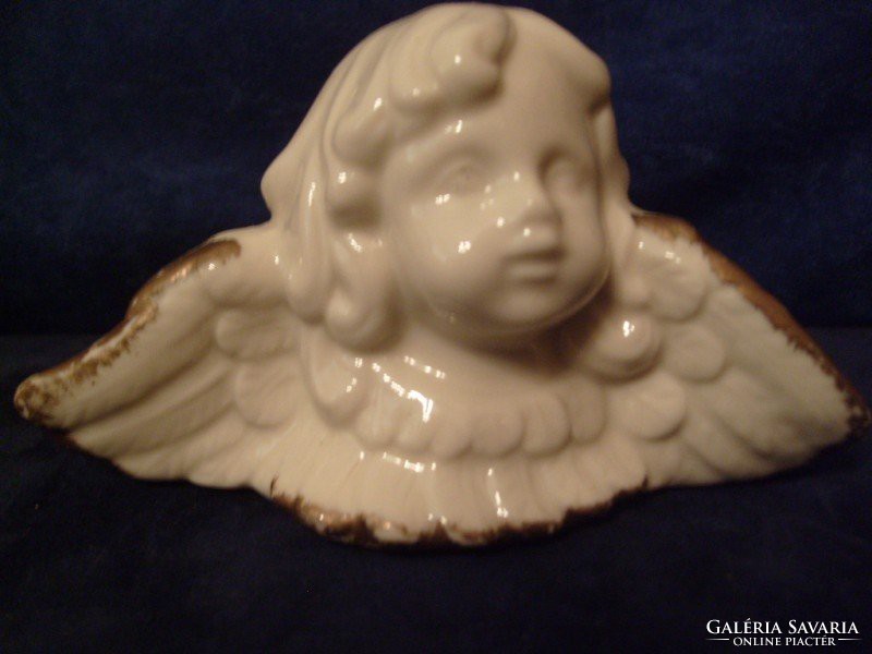 Porcelán angyal, asztali dísz aranyozott 12 x 6 cm