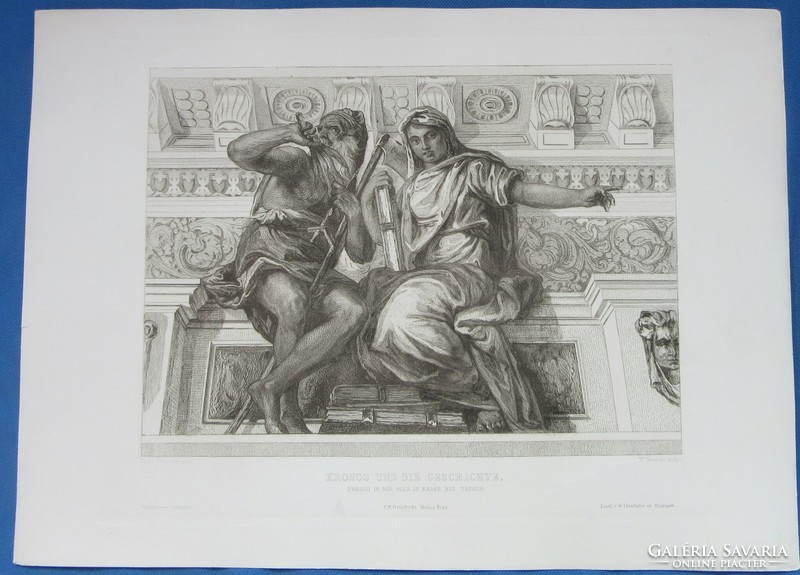 Old etching approx. 1890-1900. Italian art theme, marked, page size 37 x 27 cm.