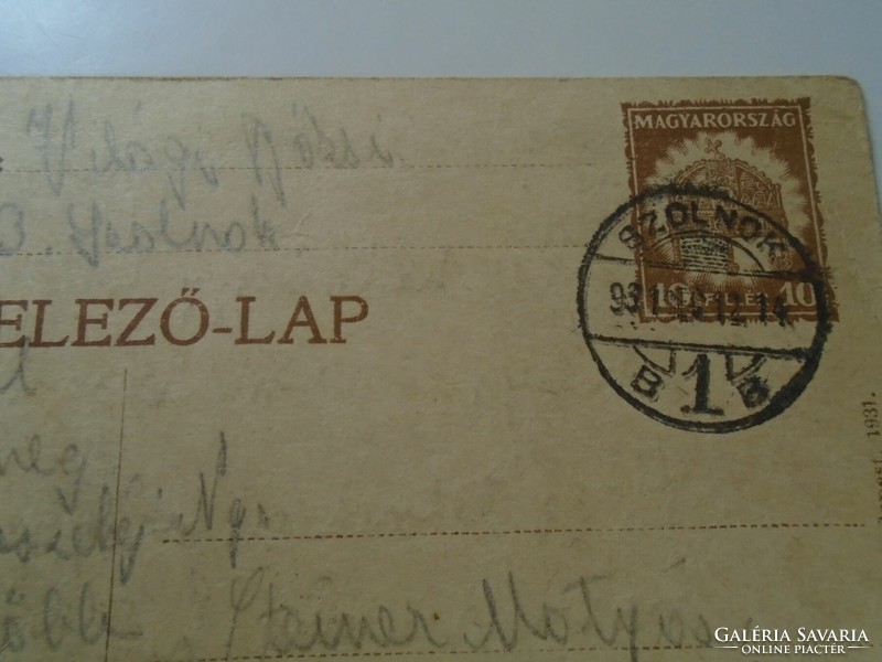 D192535  Levelezőlap - 1931 Szolnok  -Világi Rózsi -Steiner Mátyás Magyaróvár