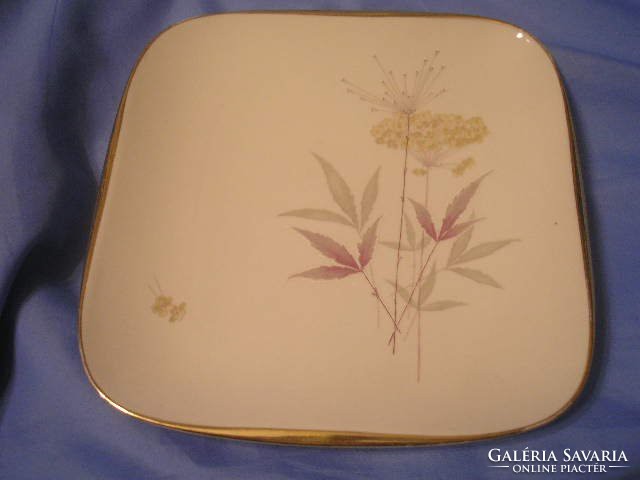 N4 Antik hibátlan aranyozott  Bavaria kínáló süteményes tál,virág díszes 25.5 cm