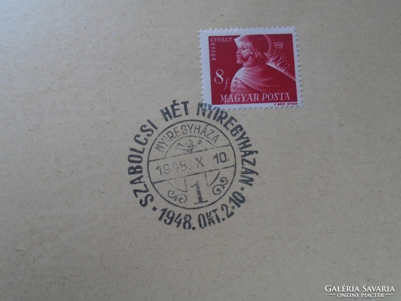 D192492 occasional stamp - Szabolcsi week 1948 Oct. 2-10. - Nyíregyháza 1948
