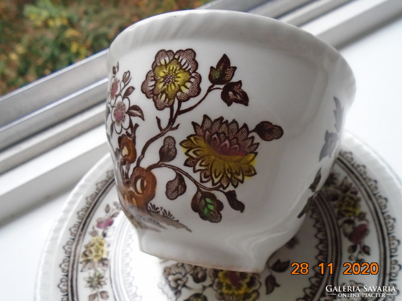 1960 Polychrome English cup with dorset pattern, wood & sons burslem