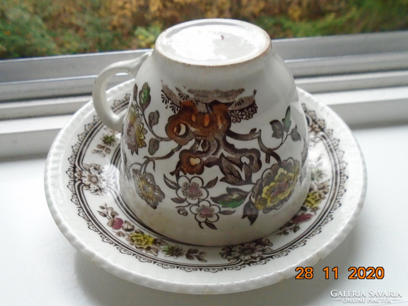 1960 Polychrome English cup with dorset pattern, wood & sons burslem