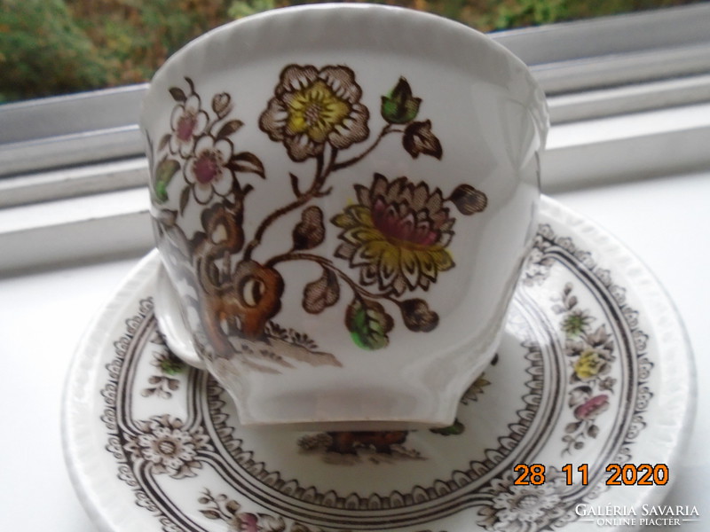 1960 Polychrome English cup with dorset pattern, wood & sons burslem