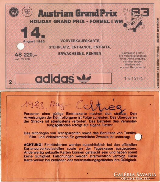 Form 1 ticket 1983 Austria 130504. There is a post office!