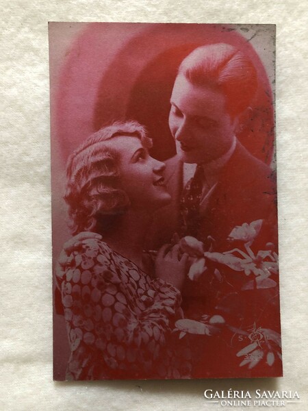 Antik, régi romantikus képeslap                                            -2.
