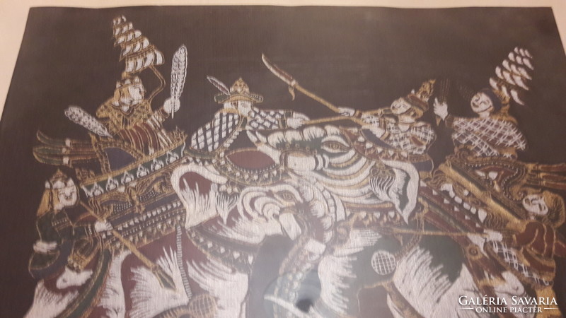 Indian battle scene silk painting (l3208)