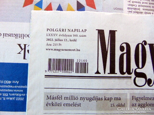 2022 July 12 / Hungarian nation / for birthday!? Original newspaper! No.: 23702