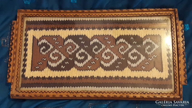 Retro cross stitch wooden tray 2 (m3246)