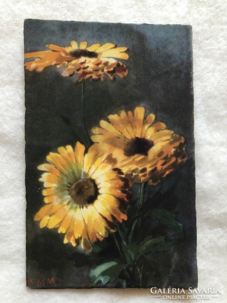 Antique floral postcard - post clean -2.