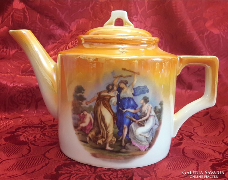 Antique scene Zsolnay porcelain teapot (l3213)