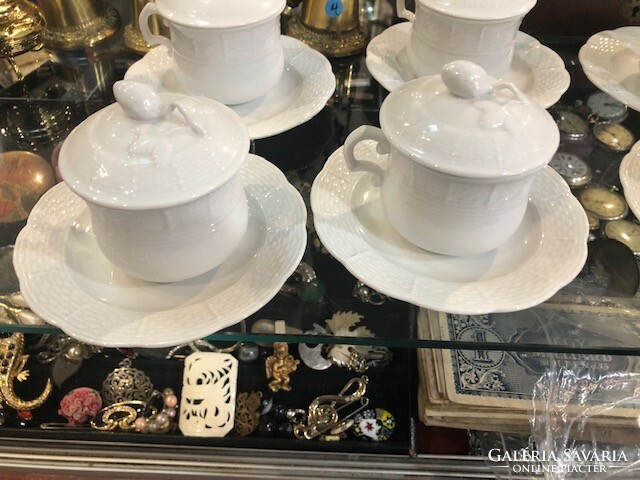 Herend white porcelain coffee set, 6 pieces, perfect.