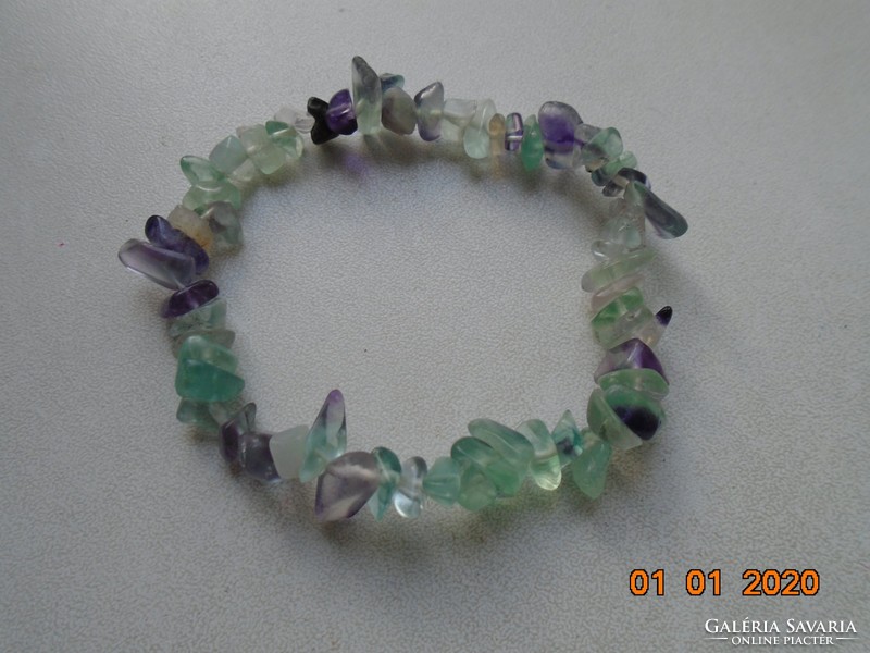 Purple and green fluorite mineral bracelet