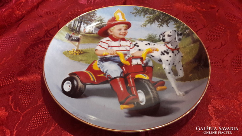 Dalmata kutyás, gyerekes porcelán tányér, dísztányér (L3221)