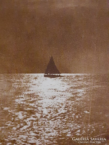 Régi képeslap 1928 Balaton vitorlás hajó