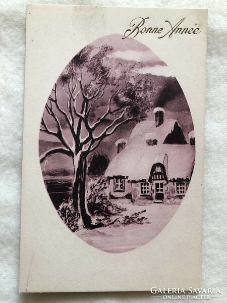 Antique, old Christmas postcard - postal clean -2.