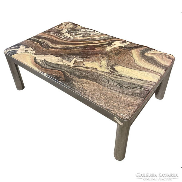 Chrome and marble coffee table- b357