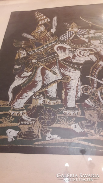 Indian battle scene silk painting (l3208)
