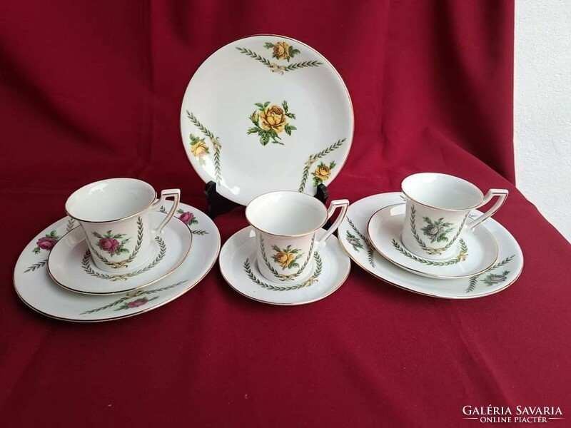 Beautiful German rose trio tea cup set with a fabulous rose pattern collector's piece of nostalgia