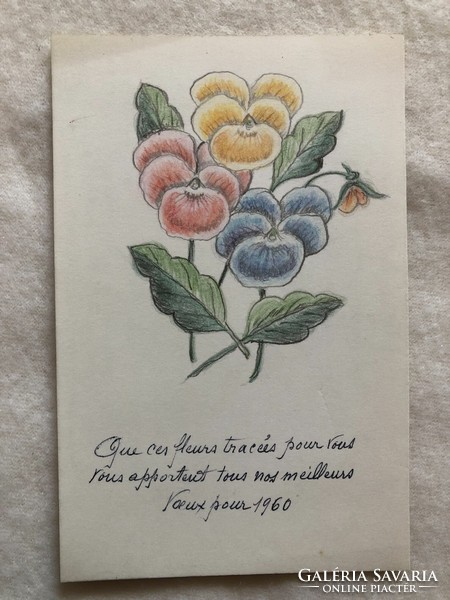 Old postcard with flowers -2.