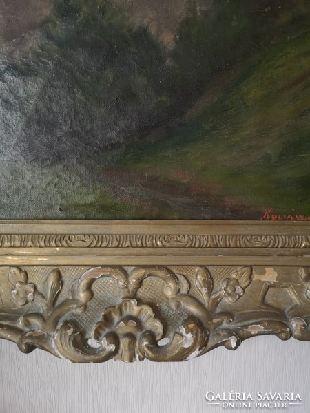 Kovásznai Kováts István (1864) festő nagy méretű festménye: Magyar tető délutáni napsütés