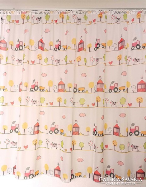 Children's curtains with a tractor-fairy tale pattern