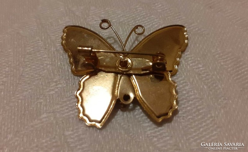 Charming vintage fire enamel butterfly brooch (pin)