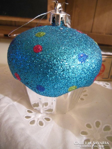 Christmas tree decoration - new - huge muffin - 8 x 8 cm - thick glitter - German - perfect